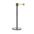 Montour Line Retractable Belt Rolling Stanchion, 2ft Sat.Steel Post  9ft. Y Ref. ME530-SS-YRH-90